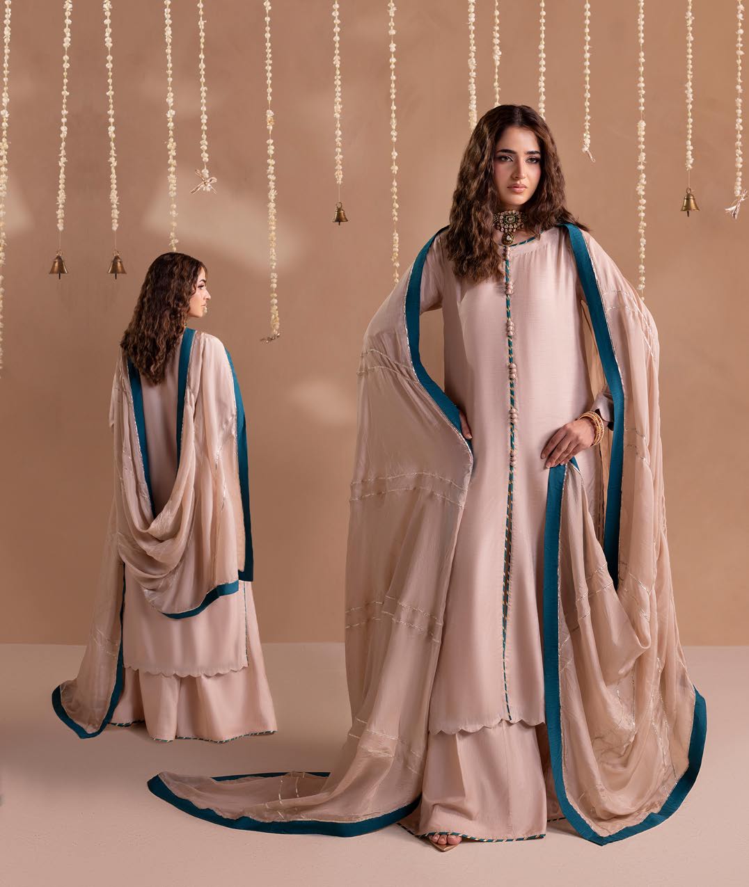 Gotta Kinari article 2662/A in Blush Beige / Teal; catalog image 6.