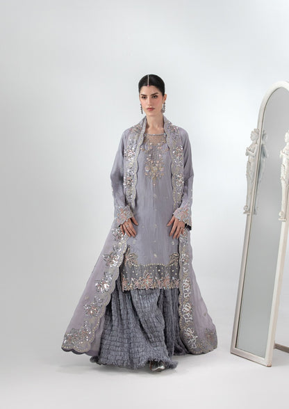 The Silk Edit article 2657/B in Silver Lilac Grey; full outfit.