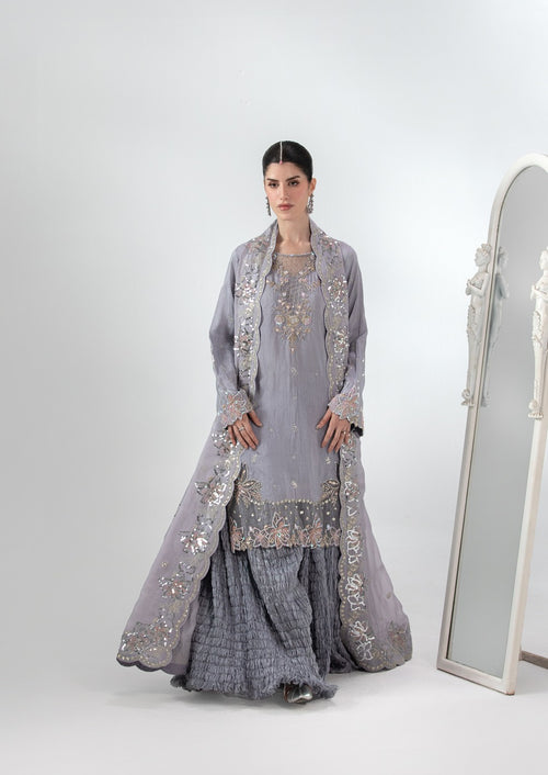 The Silk Edit article 2657/B in Silver Lilac Grey; full outfit.